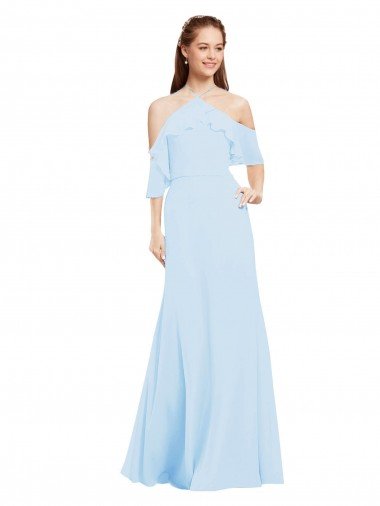 Shop Chiffon Halter Neck Bridesmaids Dress with Flounced Neckline Sydney