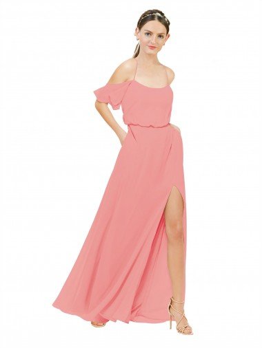 Shop Draped Off the Shoulder Sleeves Chiffon Bridesmaid Dress Sydney