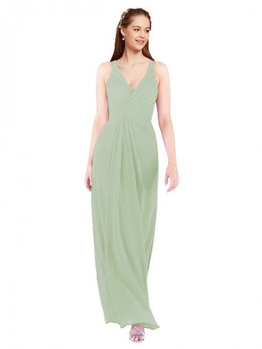 Shop Feminine Chiffon Bridesmaid Dress with Ruching and V-Neckline Sydney