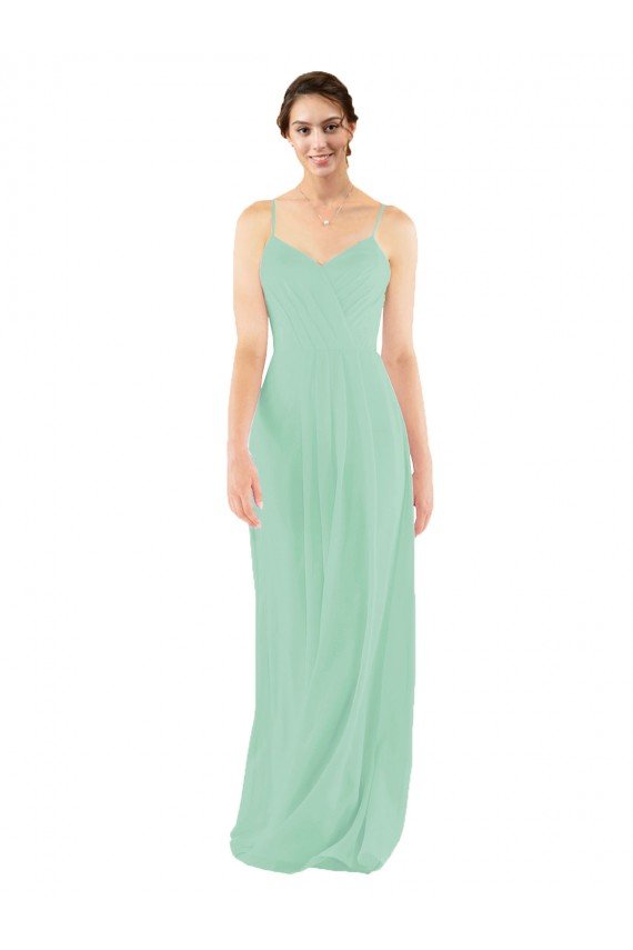 Classic Long Chiffon Bridesmaid Dress with V-Neck