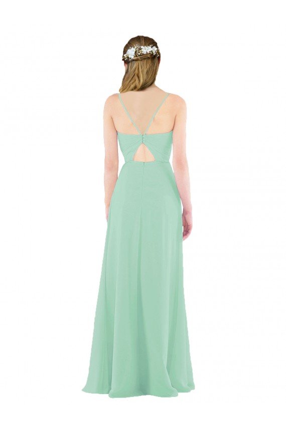 Classic Long Chiffon Bridesmaid Dress with V-Neck