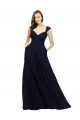 Chiffon Bridesmaid Dress with Rouched Draped Bodice and Watteau Back