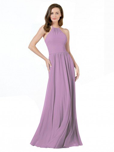 Shop High Halter Chiffon Bridesmaid Dress with Ruffle Details Back Sydney