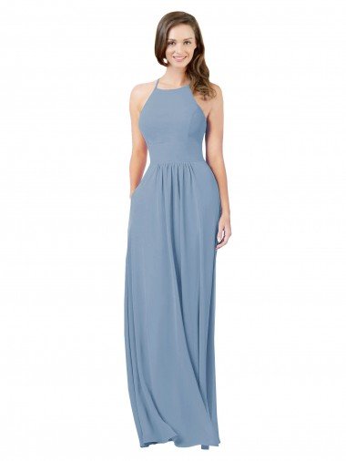 Shop Chiffon Bridesmaid Dress with High Halter Neckline Sydney