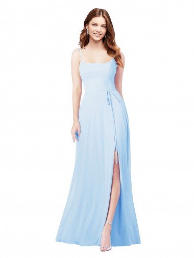 Shop Chiffon Bridesmaid Dress with Tie Sash and Side Slit Sydney