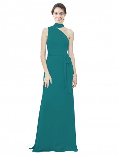 Shop One Shoulder Chiffon Bridesmaids Dress with Scarf Tie Neckline Sydney