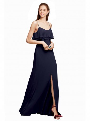 Shop Draped Long Chiffon Bridesmaid Dress with Straps and Layers Sydney