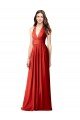 Halter V-Neck A-Line Chiffon Bridesmaid Dress with Shirred Skirt