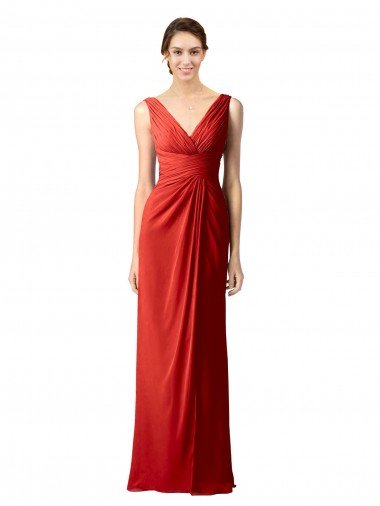 Shop Shirred Long Floor Length Chiffon Bridesmaid Dress with V-Back Sydney