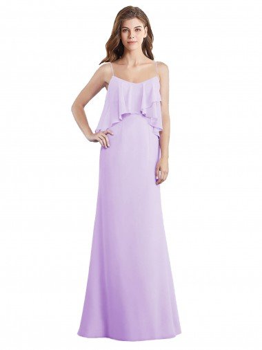 Shop Scoop Neck Long Chiffon Bridesmaid Dress with Cross Over Neckline Flounce Sydney