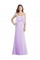 Scoop Neck Long Chiffon Bridesmaid Dress with Cross Over Neckline Flounce