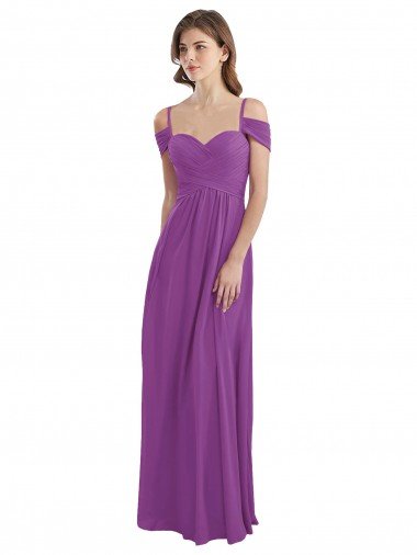 Shop Cold Shoulder Long Chiffon Bridesmaid Dress with Ruching Details Sydney