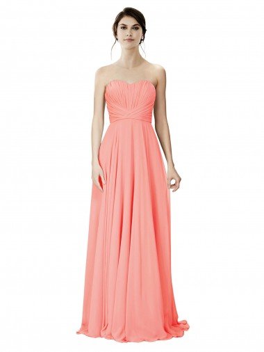 Shop Strapless Chiffon Bridesmaid Dress with Ruched Sweetheart Neckline Sydney