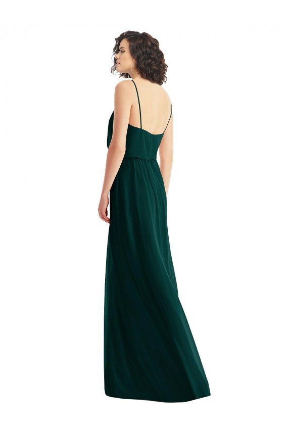 V-Neck Blouson Bodice Chiffon Maxi Bridesmaid Dress