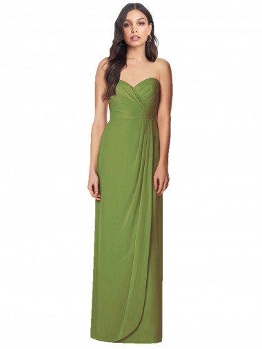 Shop Side Front Slit Draped Strapless Chiffon Bridesmaid Dress Sydney