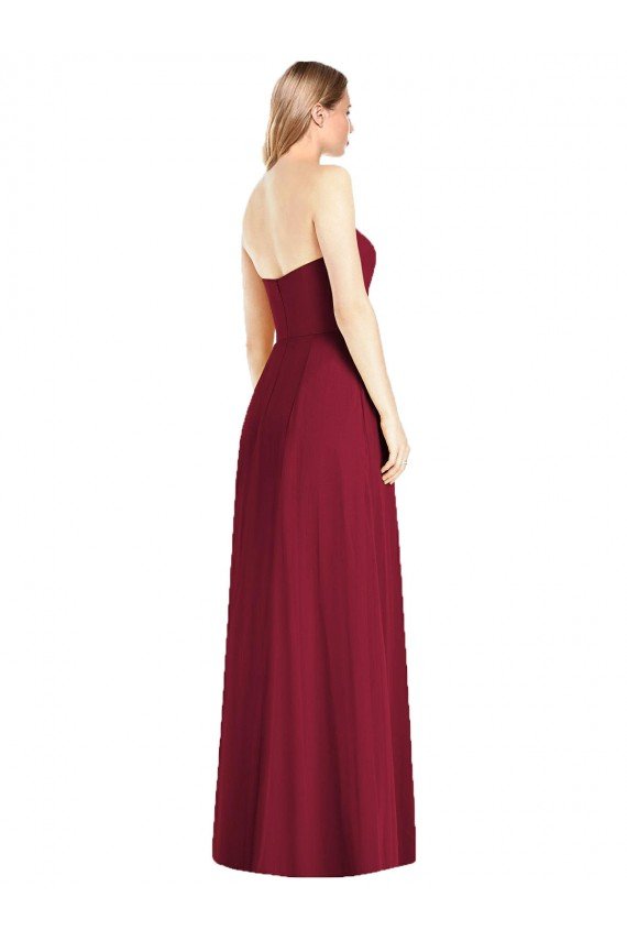 Strapless Notch Chiffon Maxi Bridesmaid Dress