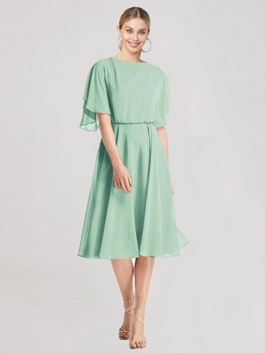 Shop Open Back Flutter Sleeves Cocktail Length Chiffon Bridesmaid Dress Sydney