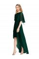 Plunging V Back Flutter Sleeves Cocktail Length Chiffon Bridesmaid Dress