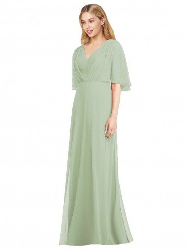 Shop Full Length Lux Chiffon Flutter Sleeves Bridesmaid Dress Sydney