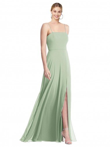 Shop Sleek Spaghetti Straps Low Back Square Neck Maxi Formal Chiffon Bridesmaid Dress Sydney