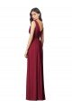 Draped V-Neck Shirred Chiffon Maxi Bridesmaid Dress