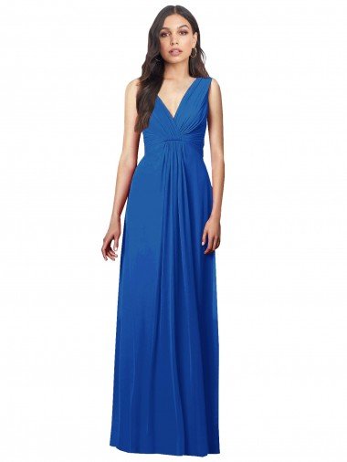 Shop Draped V-Neck Shirred Chiffon Maxi Bridesmaid Dress Sydney