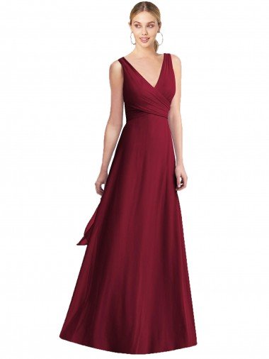 Shop Sleeveless V-Neck Chiffon Wrap Bridesmaid Dress Sydney