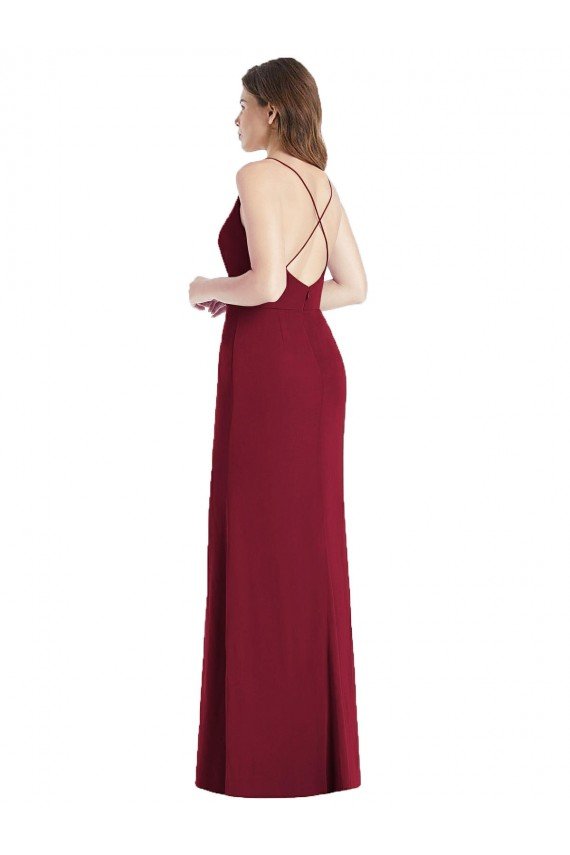 Criss Cross Back Mermaid Wrap Chiffon Bridesmaid Dress