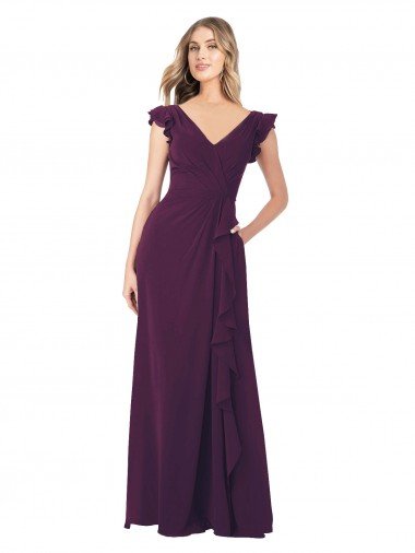 Shop Ruffle Cap Sleeves Long Chiffon Bridesmaid Dress Sydney