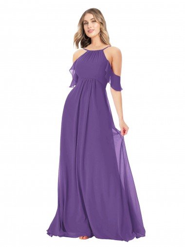 Shop Cold Shoulder Flutter Sleeves Chiffon Bridesmaid Dress Sydney