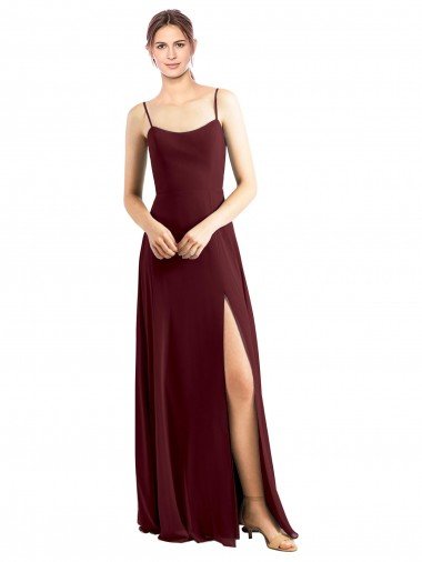 Shop Sleek Fit and Flare Long Scoop Neck Chiffon Bridesmaid Dress with High Side Slit Sydney