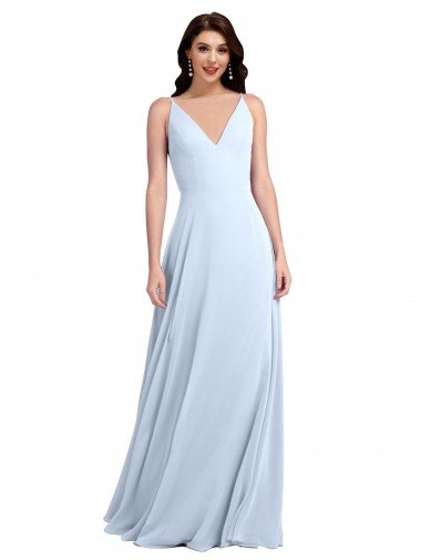 Shop Long Floor Length V-Neck Chiffon Bridesmaid Dress with Keyhole Back Sydney