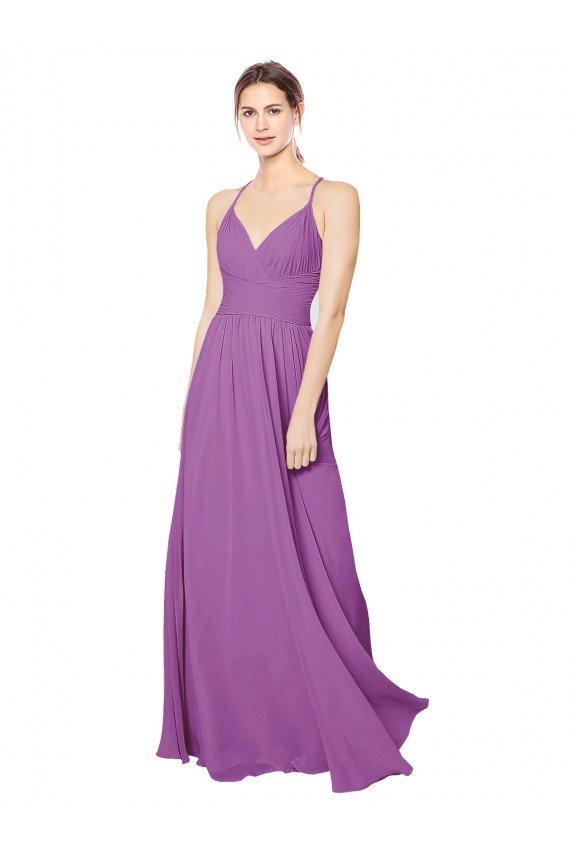 Braided Straps Cross Back Sweetheart Chiffon Bridesmaid Dress