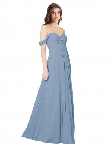 Shop Empire Waist Off the Shoulder Chiffon Bridesmaid Dress with Sweetheart Bodice Sydney