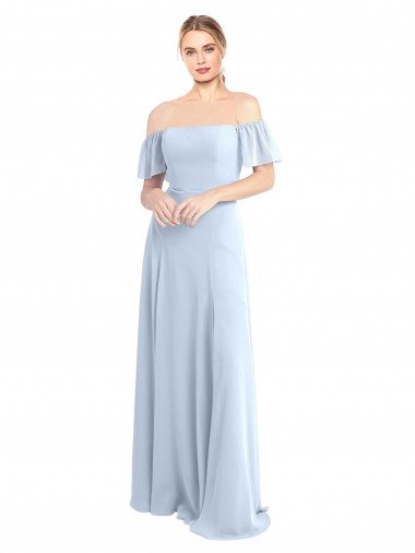 Shop Off the Shoulder Flutter Sleeves Long Chiffon Bridesmaid Dress Sydney