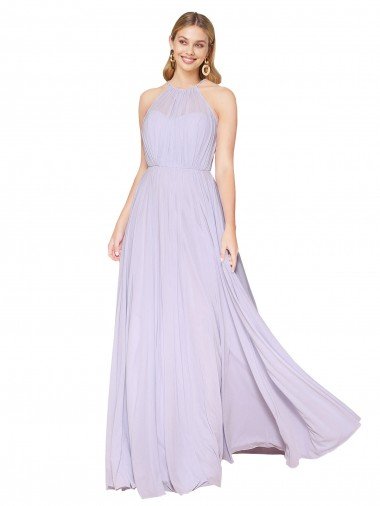 Shop High Neck Halter Shirred Chiffon Bridesmaid Dress / Formal Prom Dress Sydney