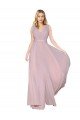 Draped V-Neck Long Chiffon Bridesmaid Dress / Formal Prom Dress with Shirred Bodice