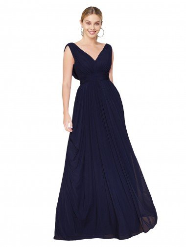 Shop Draped Long V-Neck Floor Length Chiffon Bridesmaid Dress / Formal Prom Dress Sydney