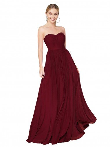 Shop Draped Strapless Long A-Line Chiffon Bridesmaid Dress / Formal Prom Dress Sydney