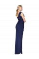 Draped V-Neck Long Chiffon Bridesmaid Dress / Formal Prom Dress with Front Slit