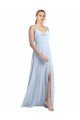 Draped Cowl Neck Tied Straps Long Chiffon Bridesmaid Dress with Slit