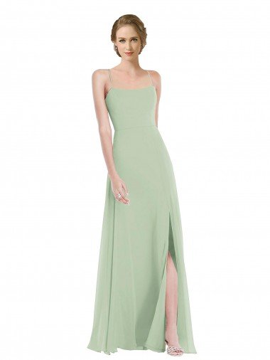 Shop Scoop Neck Tie Strap Maxi Bridesmaid Dress with Front Slit Sydney