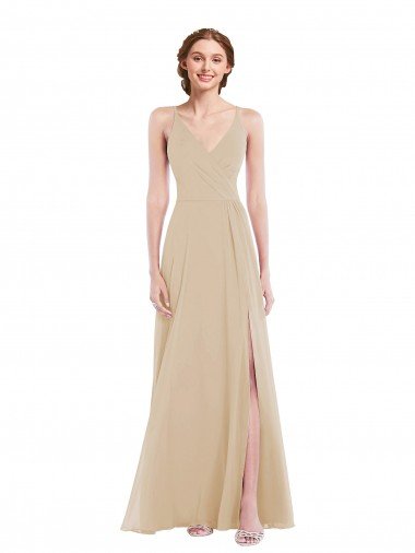 Shop Faux Wrap Criss Cross Back Maxi Bridesmaid Dress with Front Slit Sydney