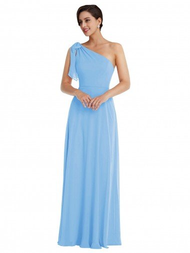 Shop Draped One Shoulder Maxi Bridesmaid Dress with Scarf Bow Sydney