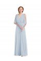 V-Neck Split Sleeves Blouson Bodice Maxi Bridesmaid Dress