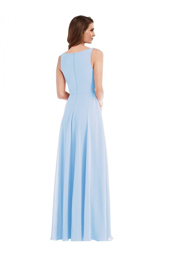 Deep V-Neck Chiffon Maxi Bridesmaid Dress