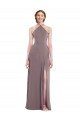 Diamond Halter Maxi Formal Bridesmaid Dress with Front Slit