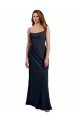 Scoop Neck Long Chiffon Open Back Bridesmaid Dress with Spaghetti Straps