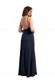 Scoop Neck Long Chiffon Open Back Bridesmaid Dress with Spaghetti Straps