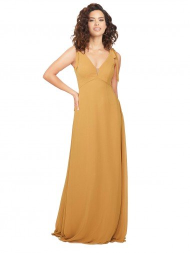 Shop Boho Chiffon Bridesmaid Dress with Tied Straps Sydney